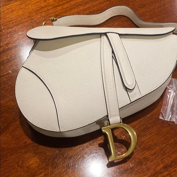 Dior White Saddle Shoulder Bag with Gold Hardware - Picture 1 of 9